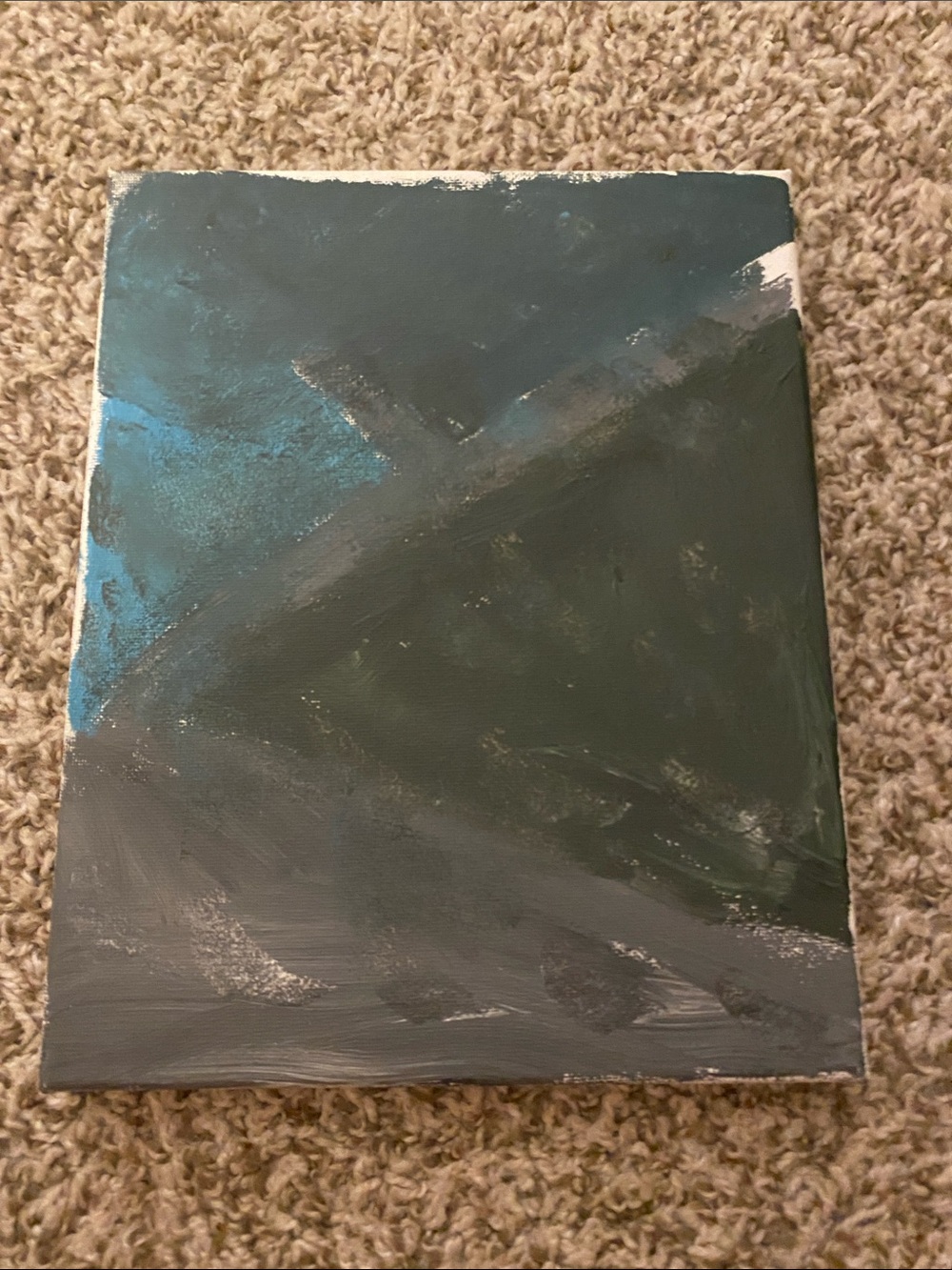Abstract Home Art Painting in Deep Teal and Gray - Unbranded